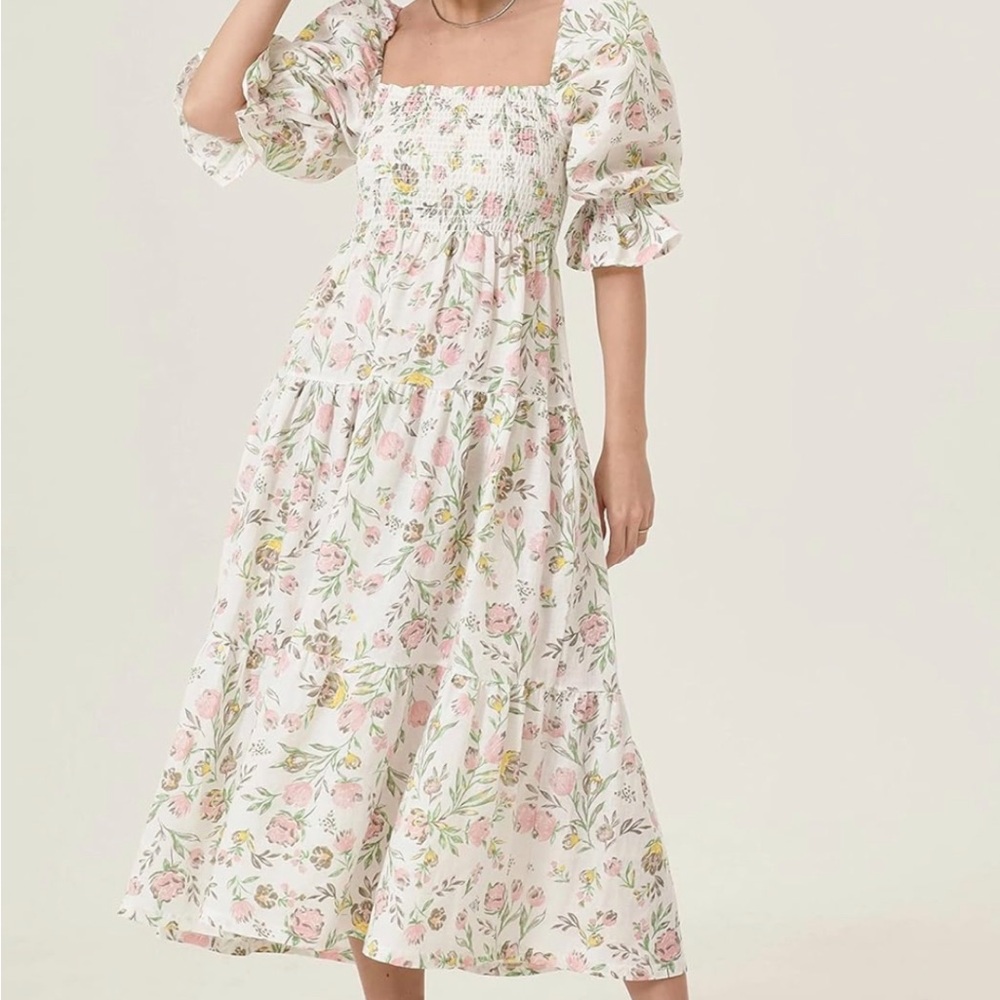 Floral Puff Sleeve Maternity Dress